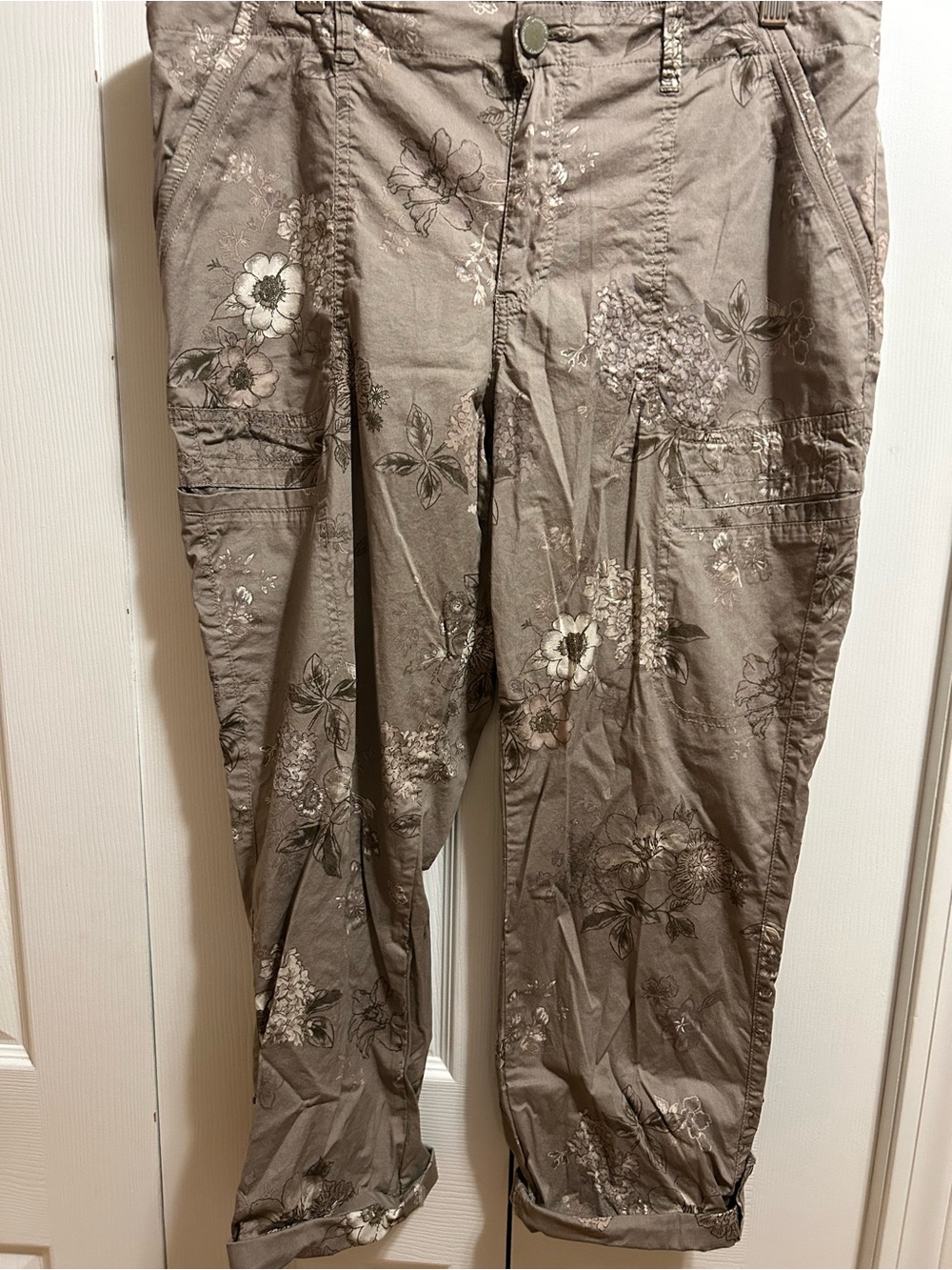 Democracy Floral Cargo Pants in Taupe